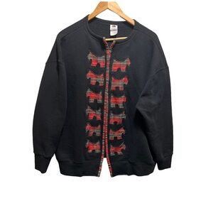 Vintage Scottish Terrier Open Front Cardigan Fleece Sweater